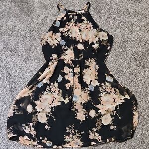 Sienna Sky Black Dress with Pink and Blue Floral Print